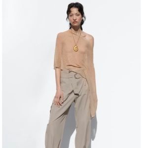 Zara khaki straight cargo pants